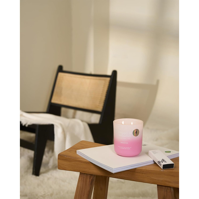 Ароматичні свічки M&SENSE Сосна та кедр у банці, велика соєва свічка 400 г з двома гнітами, час горіння 80 годин, ароматерапевтична свічка для йоги, спа та медитації. Подарунок для дівчини, дружини чи матері. Сосна та кедр (лічі, вишня та троянда)