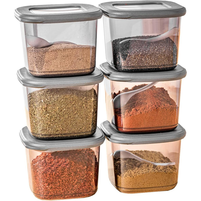 Банки для хранения с герметичными крышками Набор из 24 контейнеров для хранения БЕЗ БИСФЕНОЛА А Для мюсли, хранения муки и сахара Практичный кухонный ящик для хранения всех продуктов (набор из 6 антрацитовых 0,550 мл)