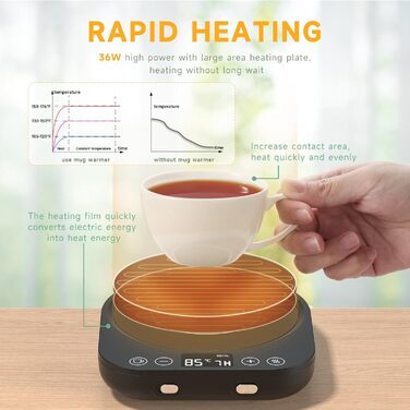 Електричний підігрівач для чашок 36 Вт, чорний BTOYM