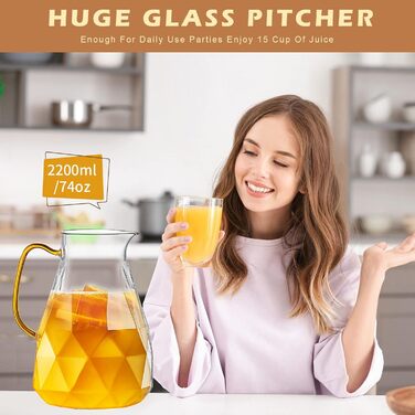 Скляний глечик для води з кришкою 2,2 л miudeco