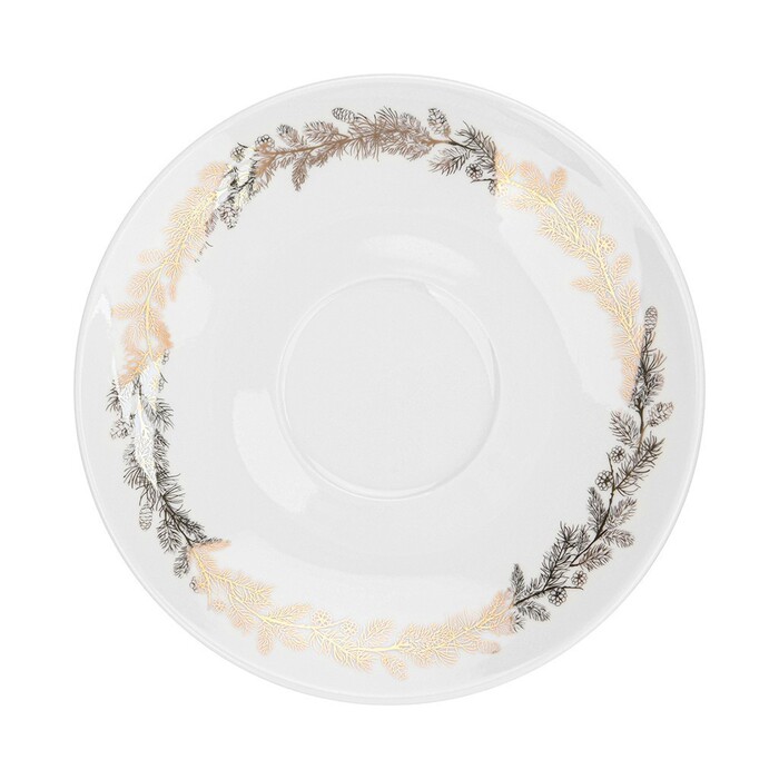 Кухоль Fissman CHRISTMAS 260 мл з блюдцем порцеляна (14021)