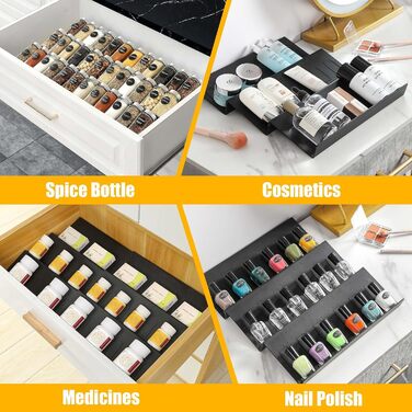 Органайзер для спецій пластиковий розсувний, 29,5-59 см, чорний Famhap