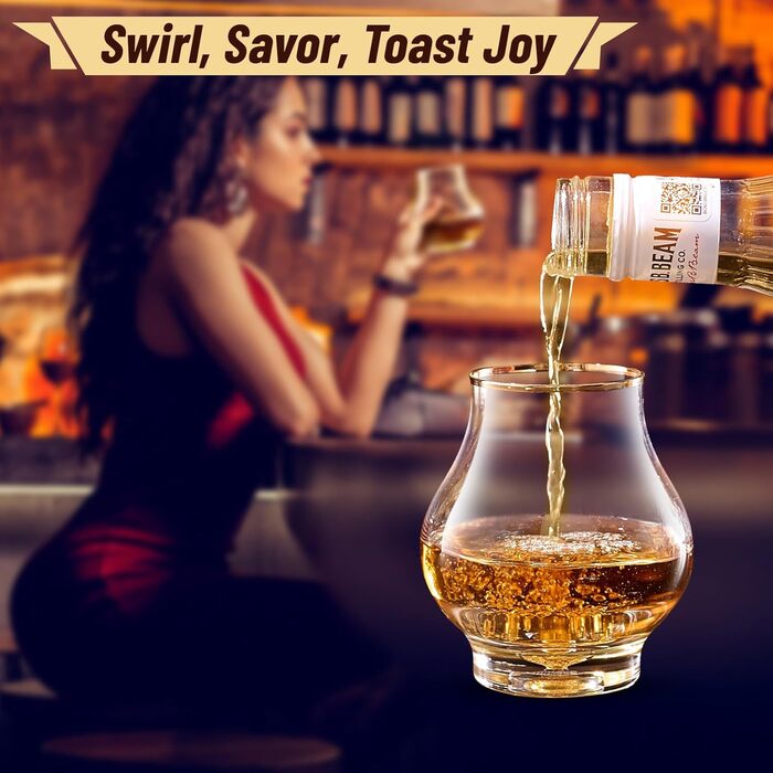 Набір із 4 келихів для віскі 205 мл із золотими обідками DUJUST