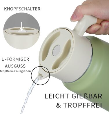 Термос-кавник 1,5 л нержавіюча сталь, зелений VETIN