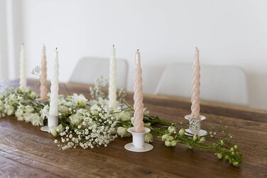 Свічки з крученою конусністю, зроблені в Італії, доступні 25 кольорів, лаковані настільні свічки, спіральні свічки з тривалим часом горіння 5 годин, декоративні свічки, 6 шт. , 2,2 x 21 см (нюдові)