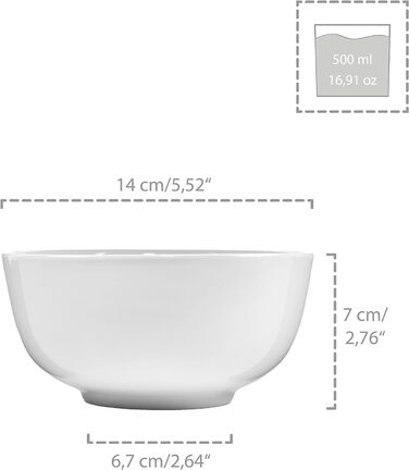 Столовий сервіз, білий, порцеляна, піала 6 шт. Sänger New Port