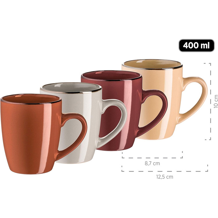 Современный набор посуды на 4 персоны с ободком цвета латуни, комбинированный набор из 16 предметов в форме купе без ободка, красочный, керамогранит, природа, 931871 Metallic Rim