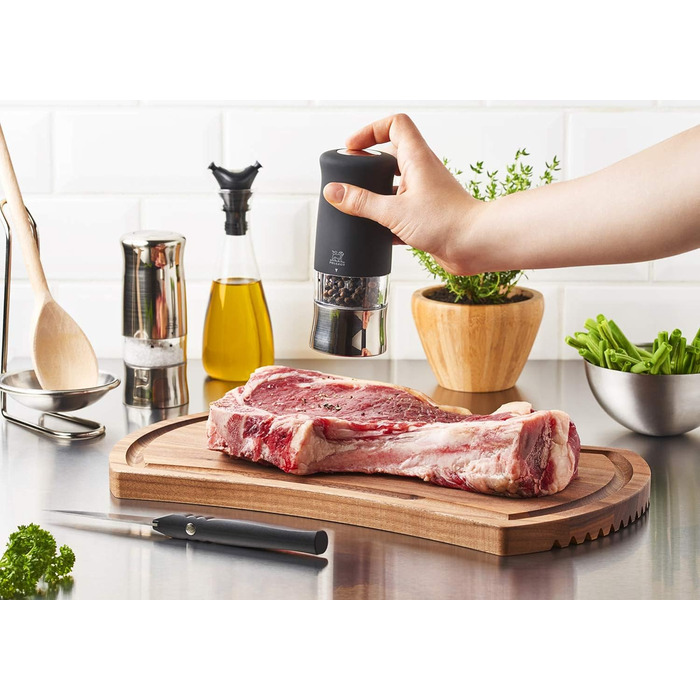 Ручне регулювання помелу u'Select, висота 12 см, дерево, коричневий, 23447 (соляний млин, чорний лакований)