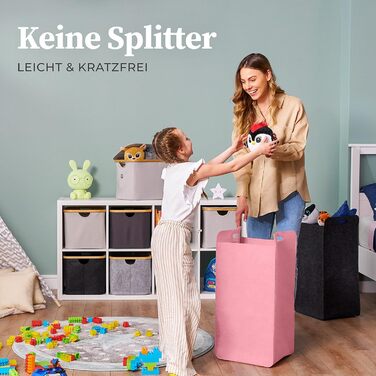 Кошики для зберігання, сумісні з IKEA KALLAX Shelf - Кошик для зберігання деревини Small Anthracite - Коробка для зберігання Полиця Кошик для зберігання - Паперовий ящик Кошик з фетру Складний кошик для білизни (75 л, рожевий)