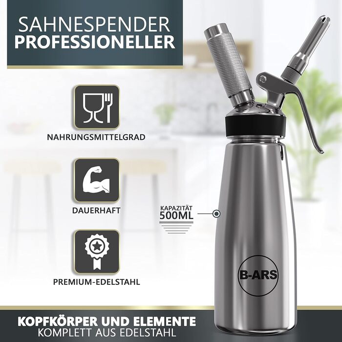 Диспенсер для вершків з нержавіючої сталі 500 мл B-ARS