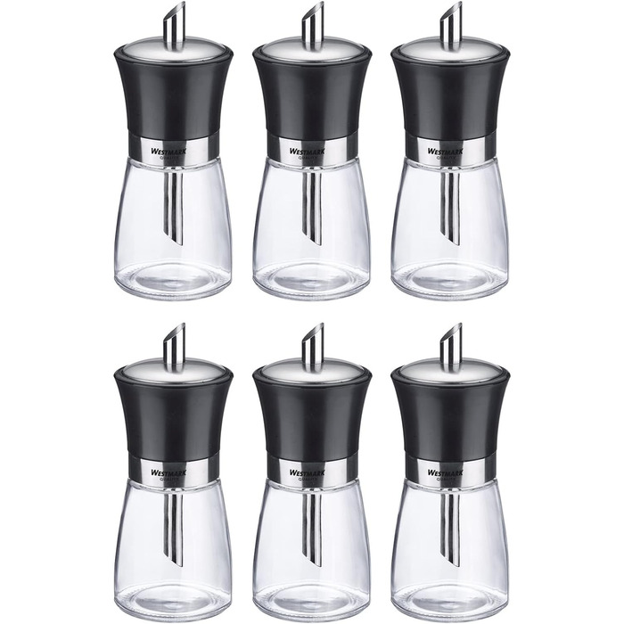 Дисплей дозатора цукру Westmark, вміст 6 дозаторів, ємність 190 мл кожен, скло/нержавіюча сталь/пластик, чорний, прозорий/чорний/сріблястий, 63592611 дозатор цукру 6 шт. чорний