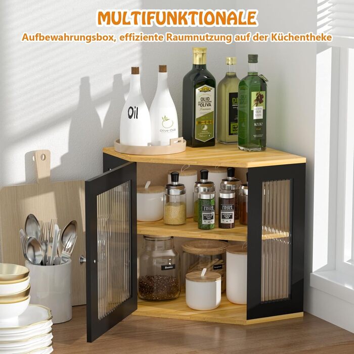 Хлібниця кутова бамбукова з 2 рівнями 32 x 32 x 35 см EXABANG