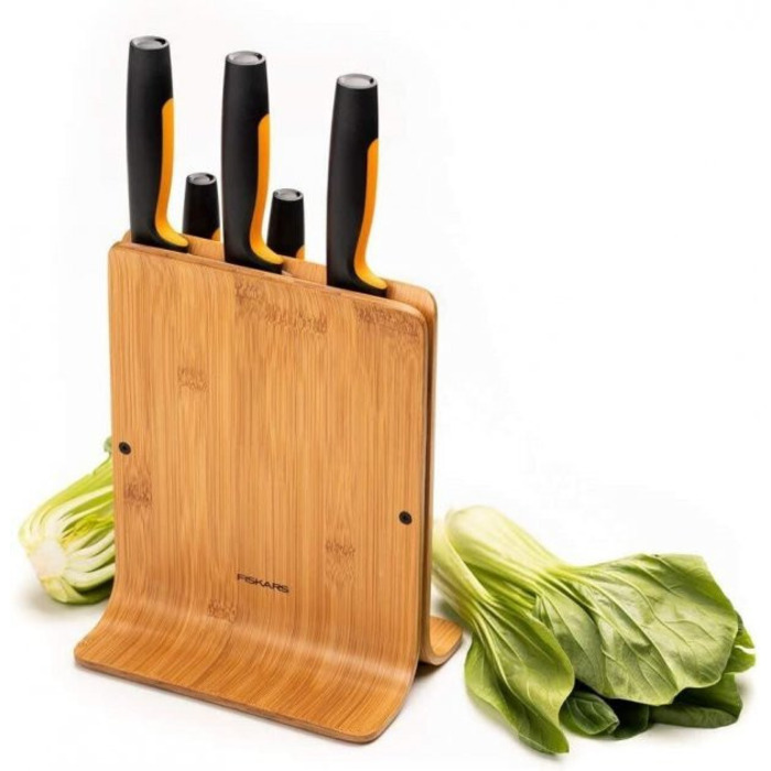 Набір ножів Fiskars Functional Form з бамбуковою підставкою 5 шт (1057552)