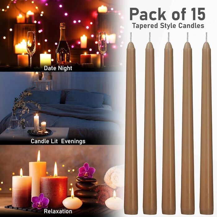 Набір з 15 конічних свічок 2,2 x 25 см, коричневий DECO EXPRESS