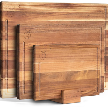 Набір з 3 обробних дощок із підставкою, дерево акації WALDWERK