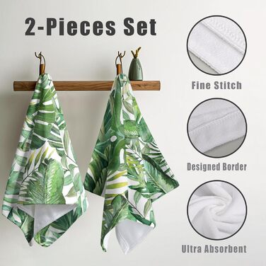 Різдвяні кухонні рушники Kwlegh, рушник для рук, різдвяна ялинка, цукерка-тростина, сніжинка, рушник для пальців, набір з 2 шт. , милий чоловічий банний рушник, високопоглинаючі рушники, 36 шт. (тропічне листя)