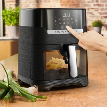 Tefal Мультипечь Easy Fry&Grill Vision Window, 1550Вт, чаша-4.2л, сенсорное управл., 10 программ, с окошком, пластик, черный