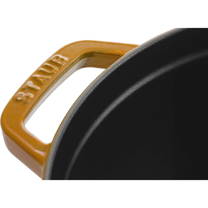 Чавунна жаровня/кокотниця STAUB, кругла 8,35 л, функція Ароматичний дощ для оптимального зволоження, для всіх типів варильних поверхонь, включаючи індукційні та духові шафи, (гірчично-жовтий, 26 см)