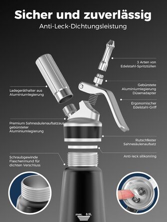 Диспенсер для вершків 500 мл чорний SimCoker