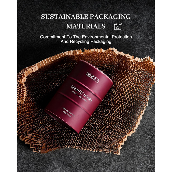 Ароматичні свічки M&SENSE з натурального соєвого воску, натуральна соєва свічка для домашнього декору, тривалий час горіння до 70 годин, класні подарунки-свічки для чоловіків і жінок (600 г, вишнева бомба)