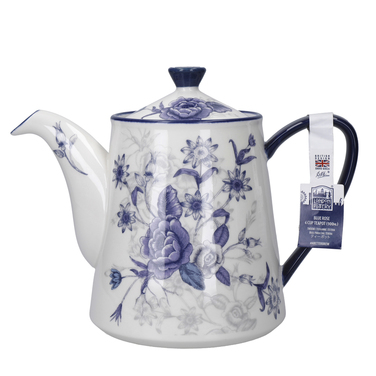 Чайник заварювальний London Pottery BLUE ROSE, кераміка, мигдальна слонова кістка/синій, 900 мл