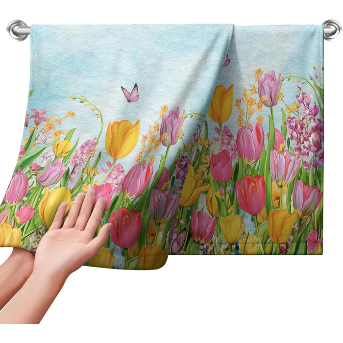 Різдвяні кухонні рушники Kwlegh, рушник для рук, різдвяна ялинка, цукерка-тростина, сніжинка, рушник для пальців, набір з 2 шт. , милий чоловічий банний рушник, високопоглинаючі рушники, 36 x (тюльпан і метелик)