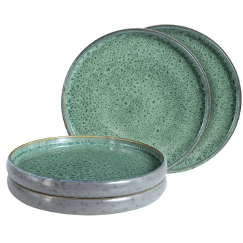 Набір з 4 обідніх тарілок 26 см, зелена реактивна глазур Moritz & Moritz