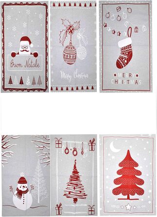 Набір з 12 різдвяних кухонних рушників 70 x 50 см Zambaiti