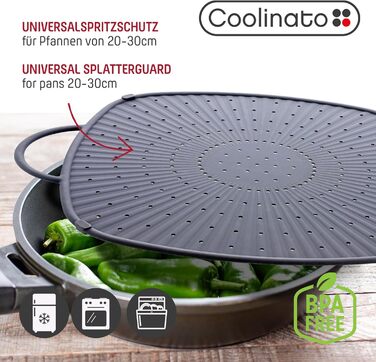 Силіконова підставка для посуду прямокутна 31x31 см з ручками, сірий Coolinato