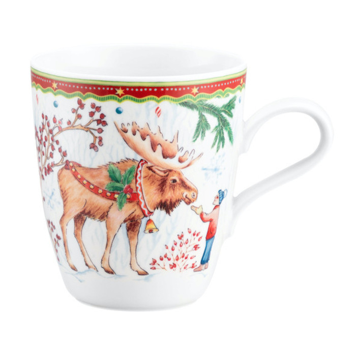 Різдвяний кухоль з ручкою 400 мл Лось з дитиною, порцеляна Seltmann Weiden