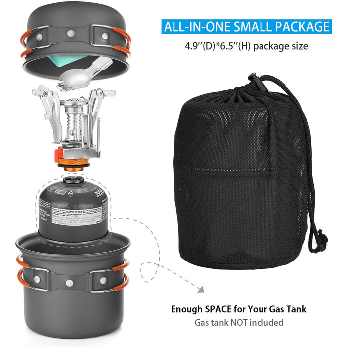 Набір кемпінгового посуду з міні-кемпінговою плитою 6 шт. Odoland