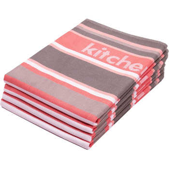 Набір кухонних рушників ZOLLNER із 4 бавовняних рушників 50x70 см поглинаючі та міцні кухонні рушники можна прати до 60C мятні смужки якість для громадського харчування сертифіковано Oeko-Tex (червоне)