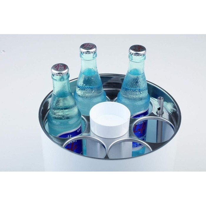 Конференц-охолоджувач APS, охолоджувач для пляшок, охолоджуючий рондель для пляшок, настільний охолоджувач на 6 пляшок, в т.ч. пакет для льоду, відкривачка для пляшок, чаша з кронен-кришкою, Ø 6,7 см для пляшок 0,25-0,5 літра (білі, одинарні)