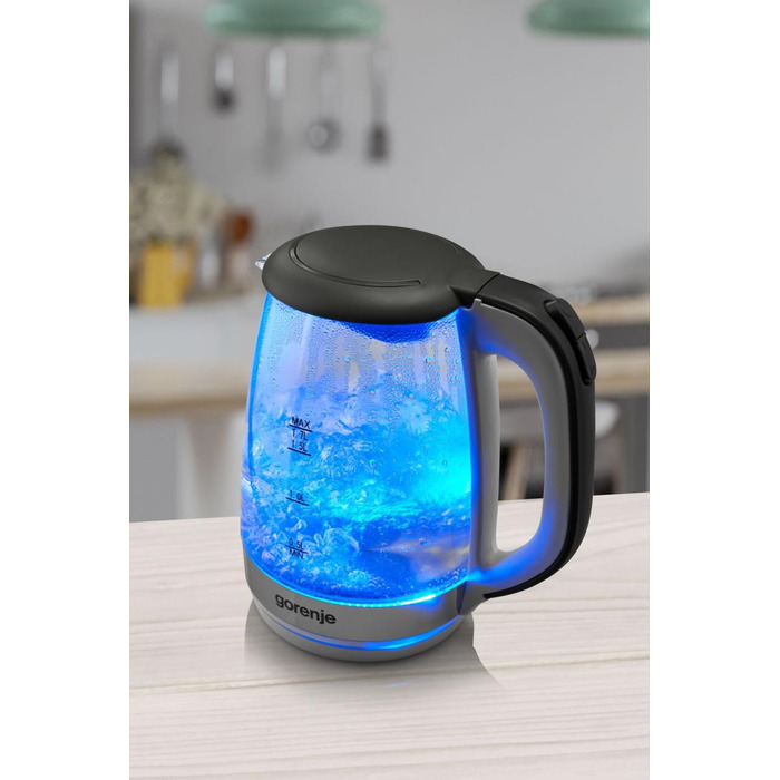 Gorenje Електрочайник 1.7л, 2,200 Вт, strix контроль, скло, білий