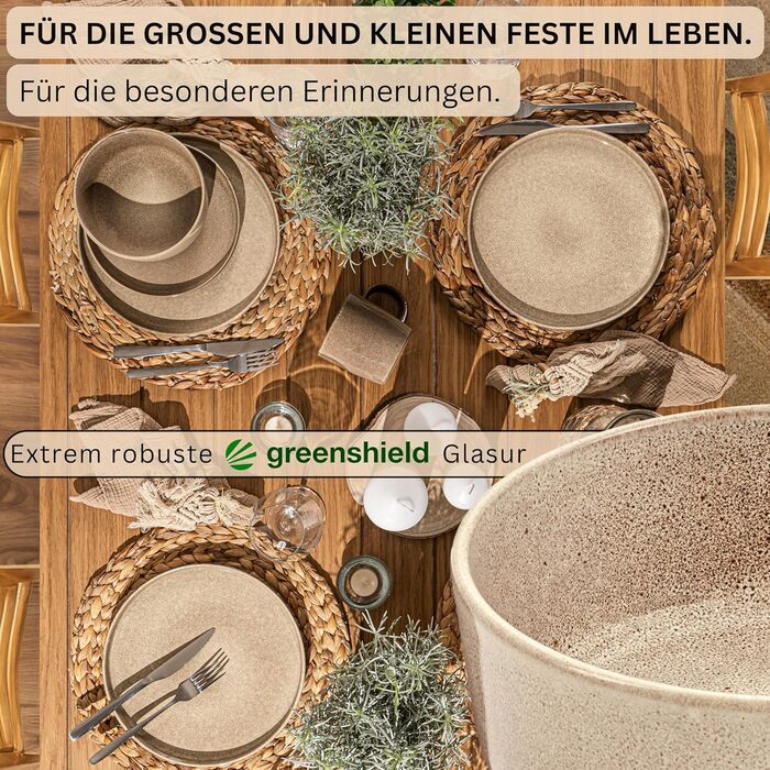 Комбінований сервіз на 6 персон, набір тарілок кавовий кухоль макаронна миска 30 шт. , набір посуду з кераміки посудомийна машина - мікрохвильова піч - стійкий до подряпин, набір посуду з кераміки КОЛЕКЦІЯ ЦІННОСТЕЙ (Каїр Мокко, миски для круп 6 шт.).