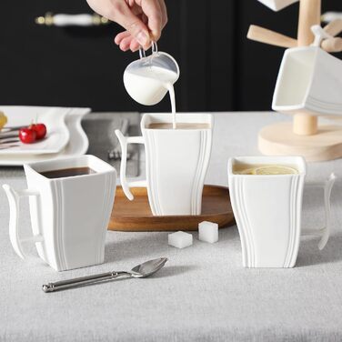 Серія FLORA, набір з 6 порцелянових креманки для каш, миски для рису 450 мл, закусочної миски, десертної миски для салату, супів, рамен, фруктів і т.д. 13,5x13,5x5,4 см (білий, 6 шт. кружок)