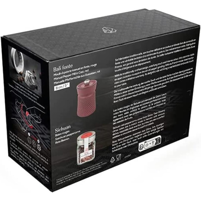 Ручная мельница для перца, классическая регулировка помола, высота чугун, 35402 (один размер, одинарный, матово-красный)