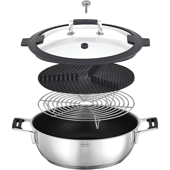 Пароварка 28 см 4,5 л з антипригарним покриттям ProResist Silence Pro Rosle