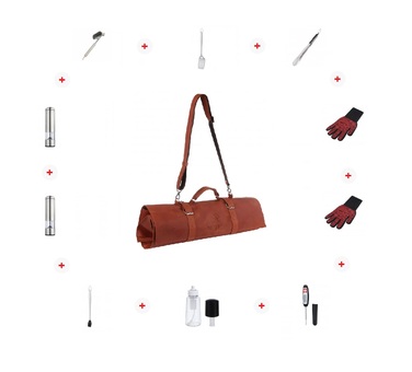 Набір аксессуаров для барбекю в шкіряній скрутці-органайзері GRILLI