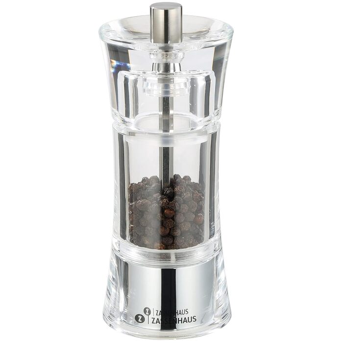 Набор мельниц для перца и соли Zassenhaus AACHEN, для самостоятельного наполнения, Ø 5,8 см H 14 см, акриловая емкость, керамическая мельница, мельница для специй, а также для других специй
