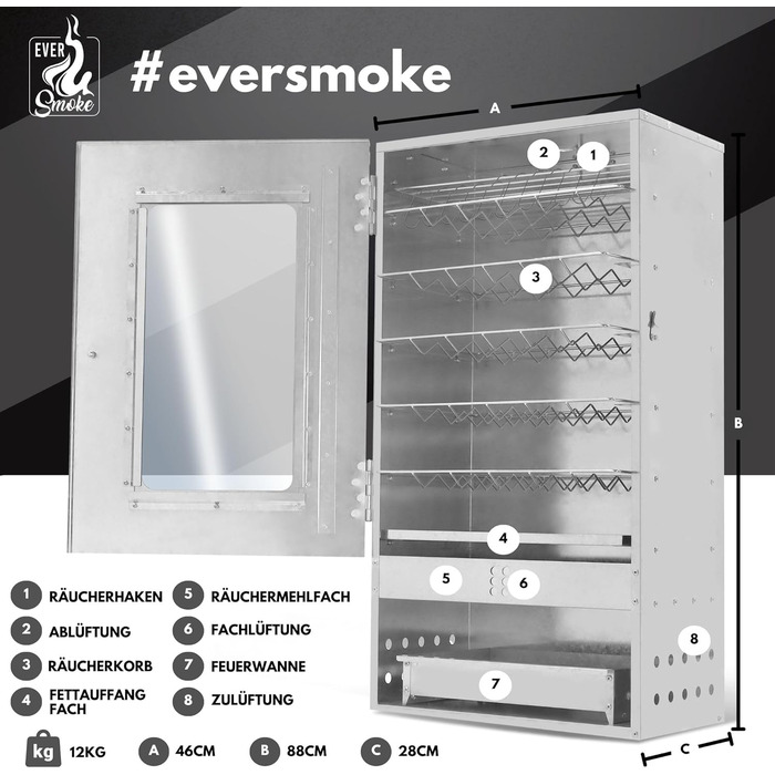 Коптильня з нержавіючої сталі з термометром Magnum VA EVERSMOKE