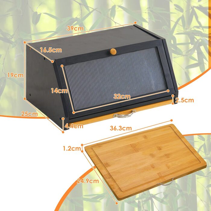 Хлібниця з обробною дошкою чорний YOUDENOVA