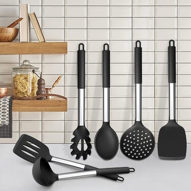 Набор кухонных принадлежностей для приготовления пищи из 9 предметов, черный Herogo