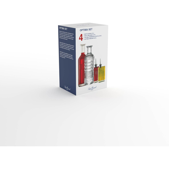 Екологічний сервірувальний набір - вода, вино, олія та оцет, скляні пляшки, що підлягають вторинній переробці, набір 4, 2 x 750 мл, 2 x 250 мл Optima Набір з 4 шт.