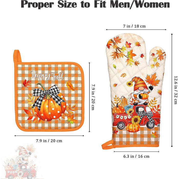 Рукавичка для духовки та прихватка для каструль, набір 2 предмети, Осінній гном Arquiel