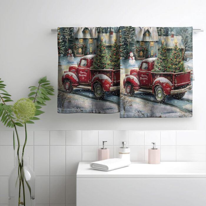 Різдвяні кухонні рушники Kwlegh, рушник для рук, різдвяна ялинка, цукерка-тростина, сніжинка, рушник для пальців, набір з 2 шт. , милий чоловічий банний рушник, високопоглинаючі рушники, 36 x (різдвяна вантажівка)