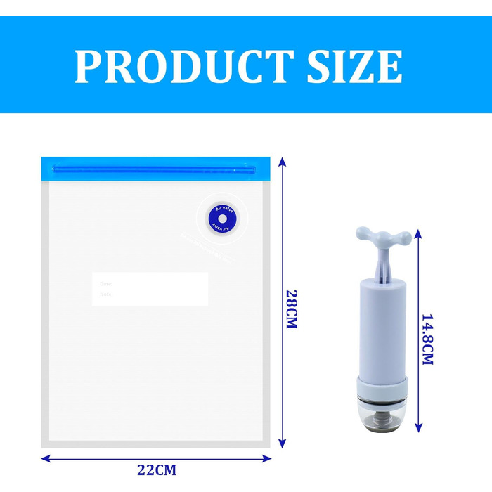 Вакуумні пакети 10 пакетів з насосом 22 x 28 см leyomgamz