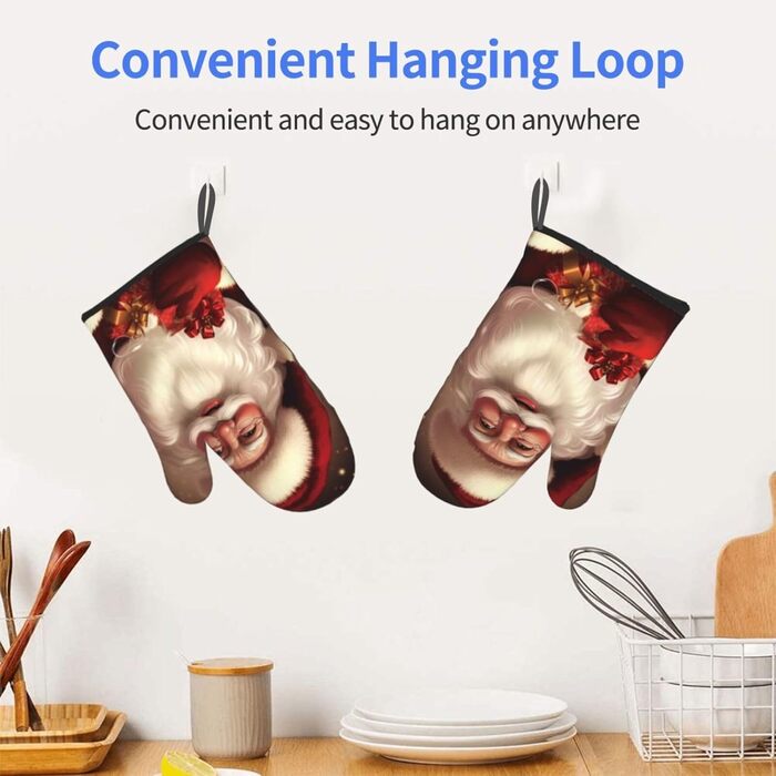 Набор из 2 рукавичек для духовки 15 х 28 см, Санта-Клаус ULKMFFCF