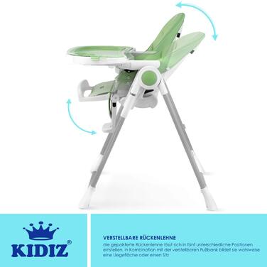 Дитячий стільчик для годування від 6 місяців зелений Kidiz