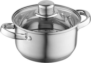 Набір посуду FLORINA 4 предмети Нержавіюча сталь 18/0 Кришка із загартованого скла Для індукційних, газових, електричних та керамічних варильних поверхонь Можна мити в посудомийній машині Високоякісний набір посуду для кожної кухні (8 предметів, Harry)